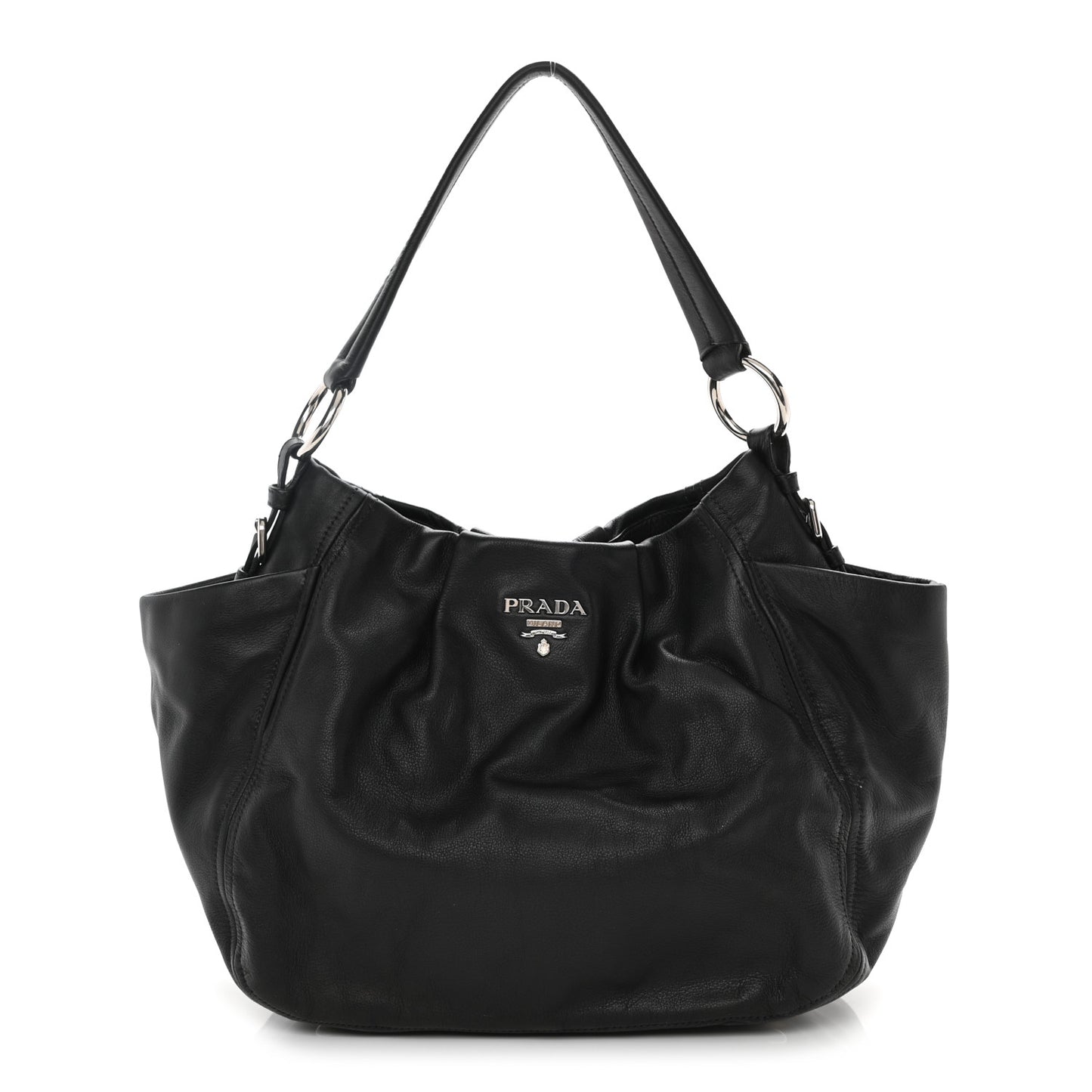 Vitello Daino Side Pocket Hobo Black