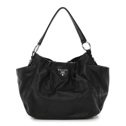 Prada Vitello Daino Side Pocket Hobo Black 1 of 9