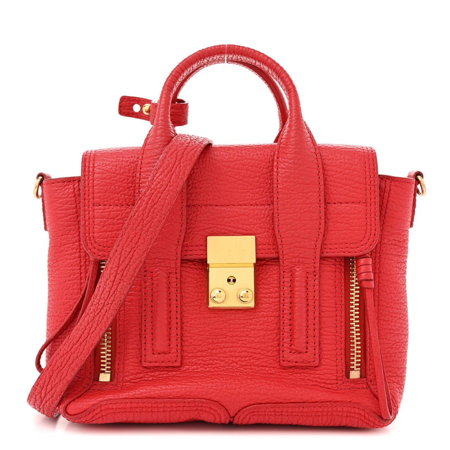 3.1 PHILLIP LIM Textured Calfskin Mini Pashli Satchel Red