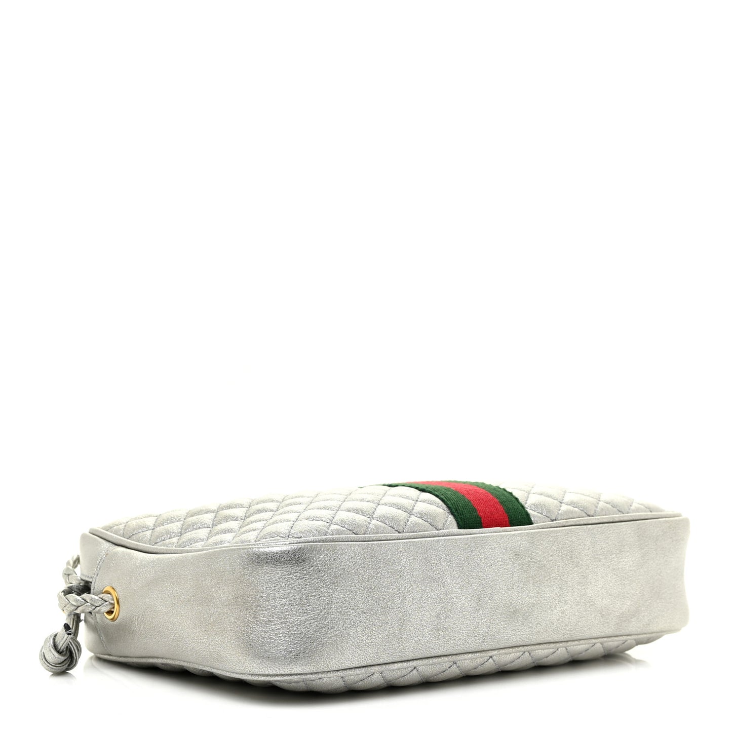 Laminated Nappa Web Trapuntata Small GG Shoulder Bag Argento