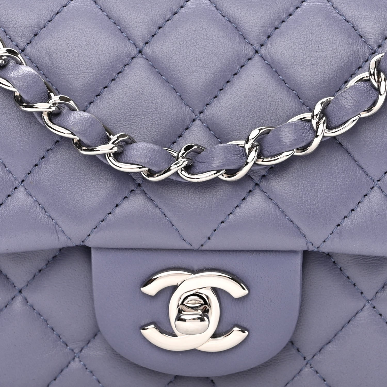Chanel Lambskin Quilted Mini Rectangular Flap Light Purple 9 of 12