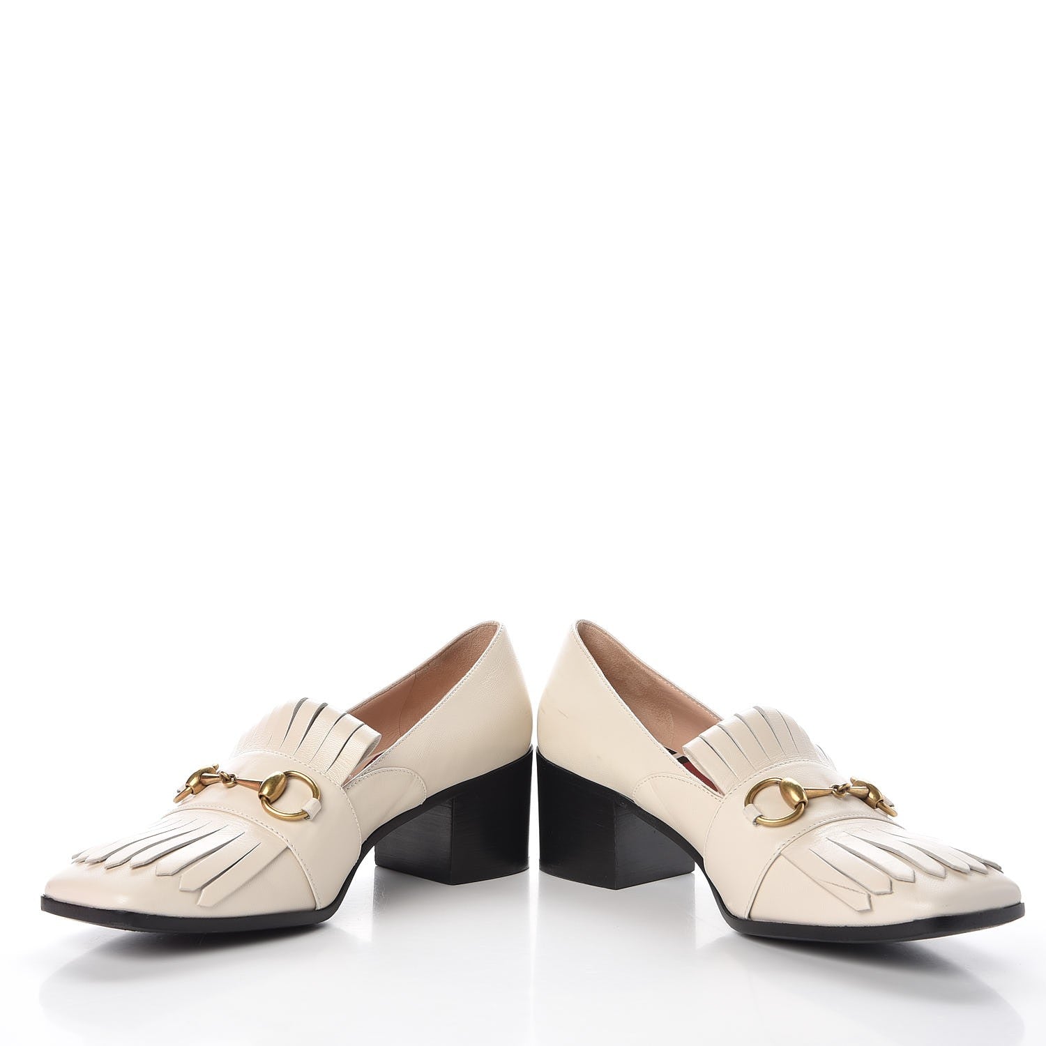 Gucci Malaga Kid Polly Kiltie Fringe 55mm Loafer Pumps 37.5 Mystic White 6 of 15