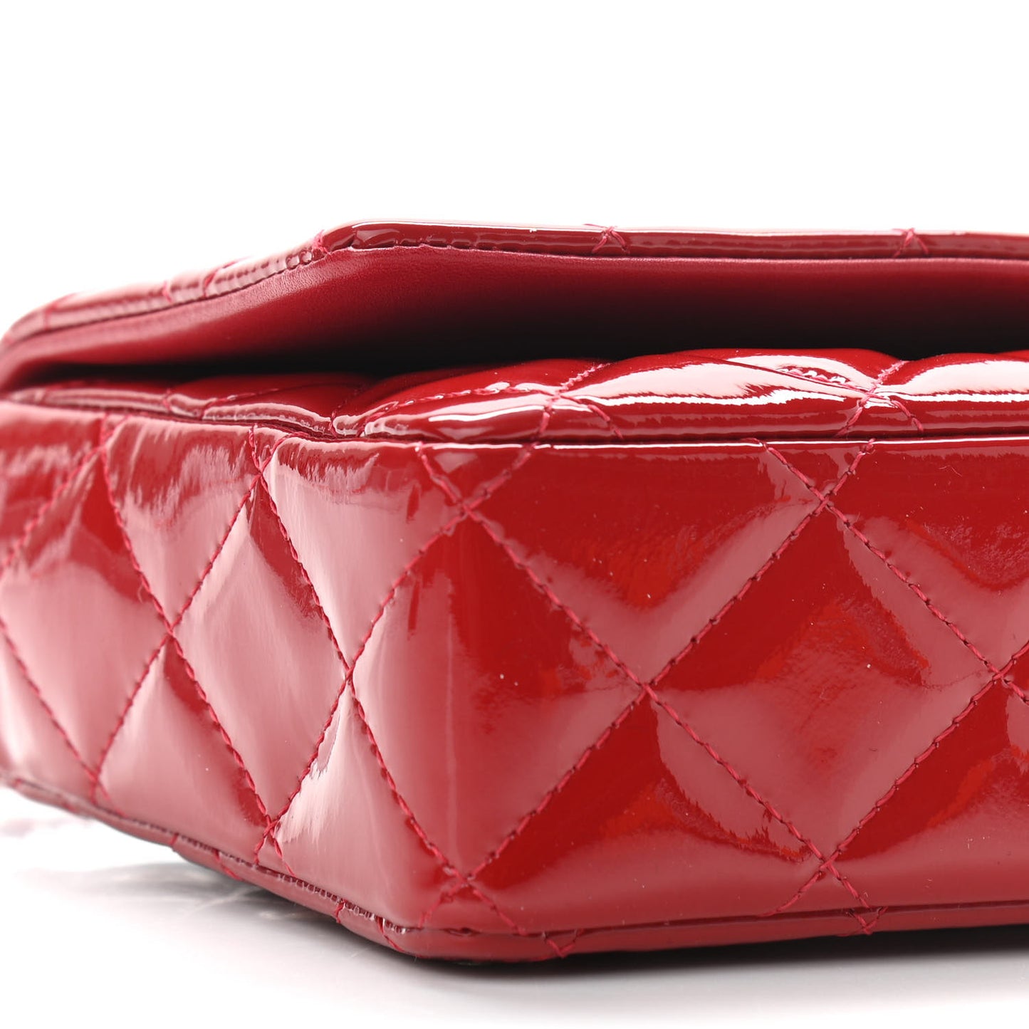 Patent Quilted Brilliant Wallet On Chain WOC Red