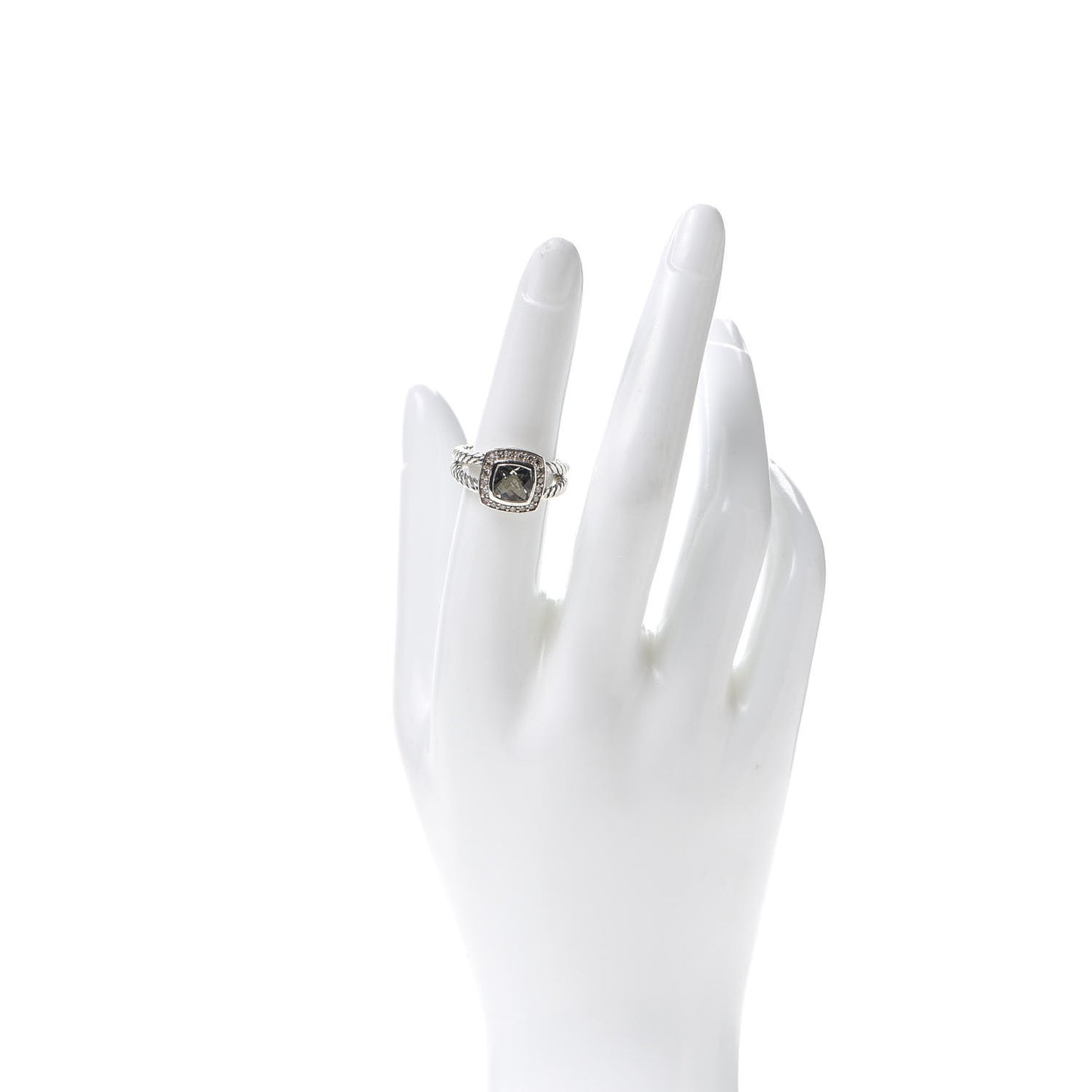 Sterling Silver Diamond Prasiolite 7mm Petite Albion Ring 52 6