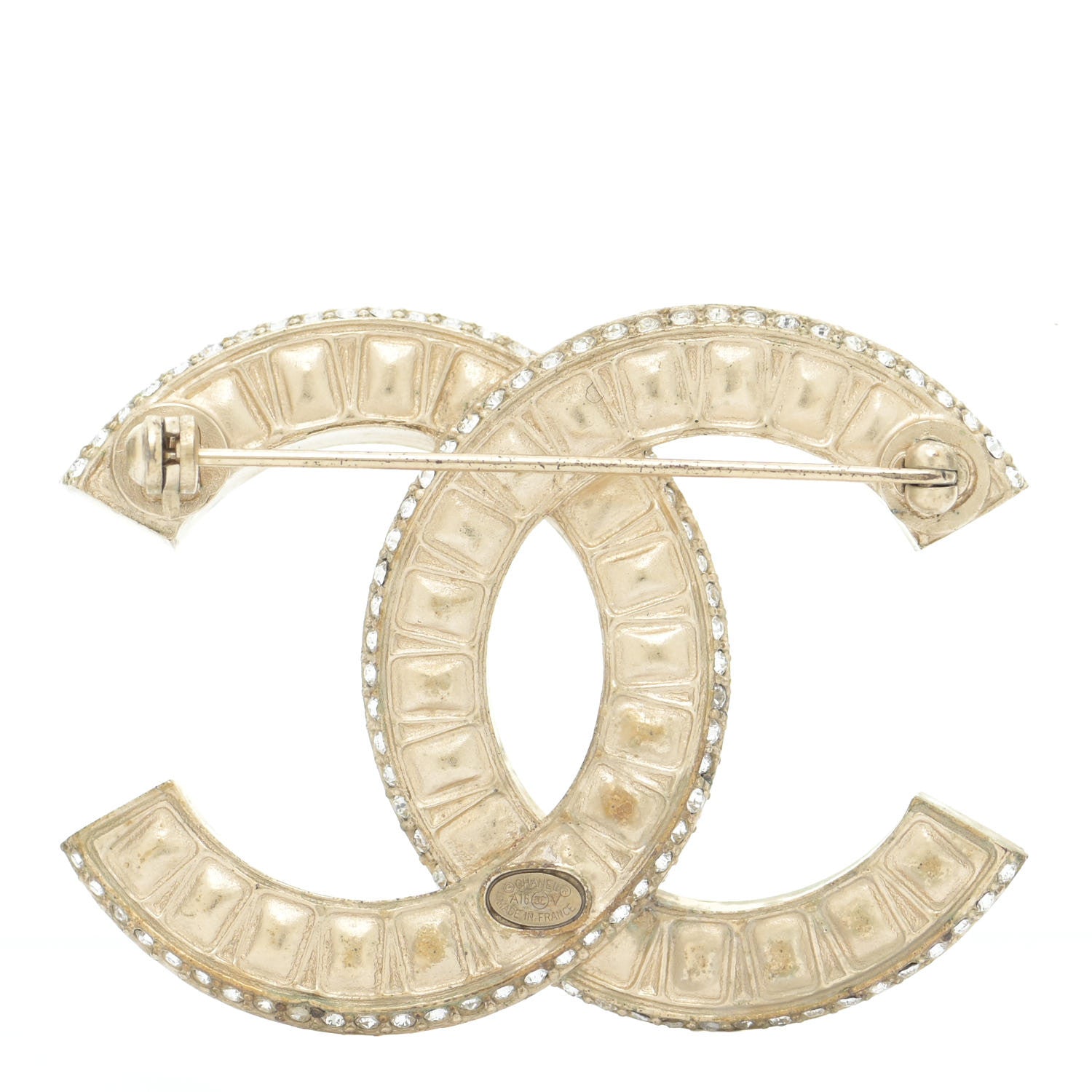 Chanel Baguette Crystal CC Brooch Gold 3 of 6