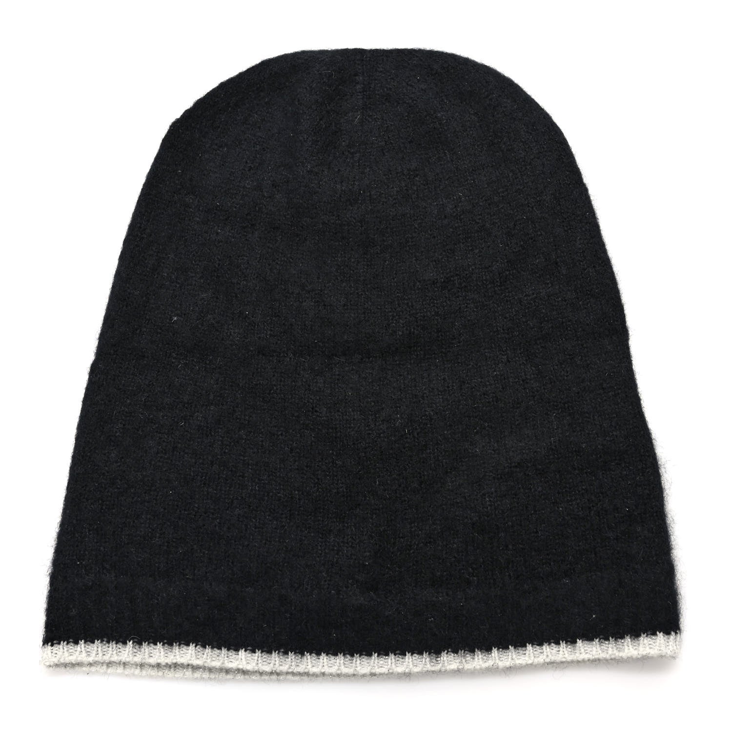 Chanel Cashmere Silk CC Beanie Hat Black White 3 of 6