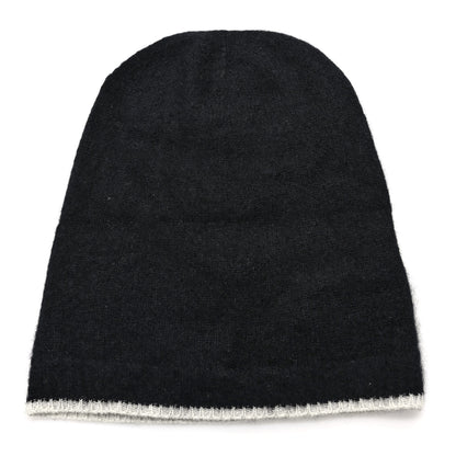 Chanel Cashmere Silk CC Beanie Hat Black White 3 of 6
