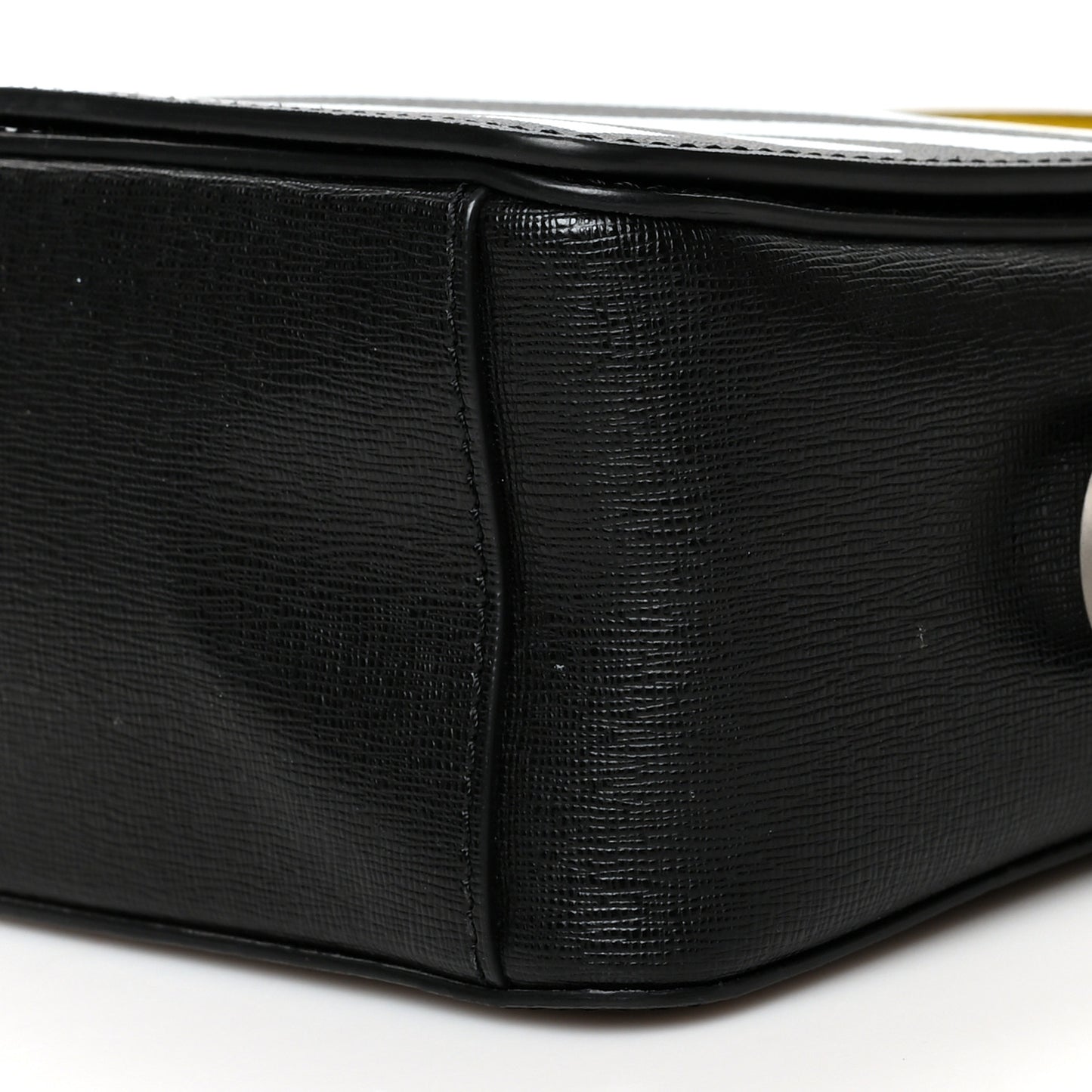 Saffiano Striped Diag Bag Black White