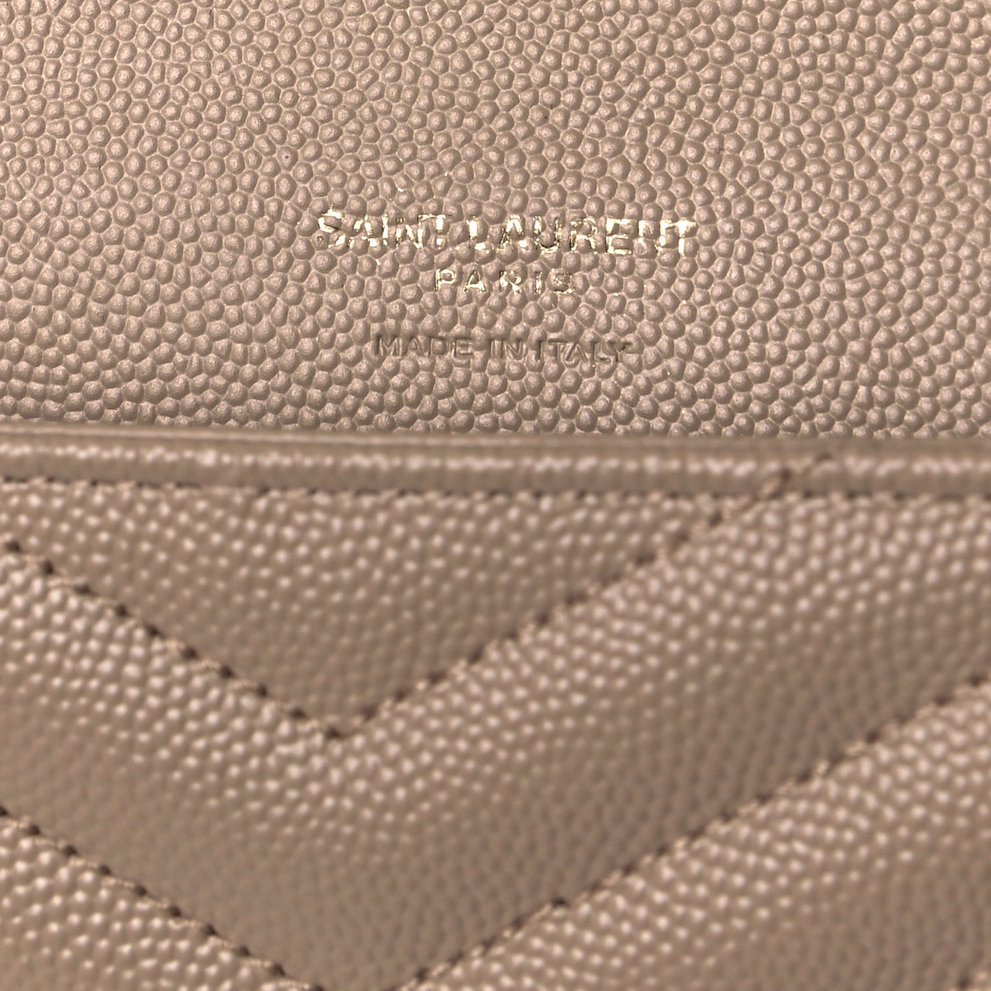 Grain De Poudre Matelasse Chevron Monogram Envelope Clutch Dark Beige