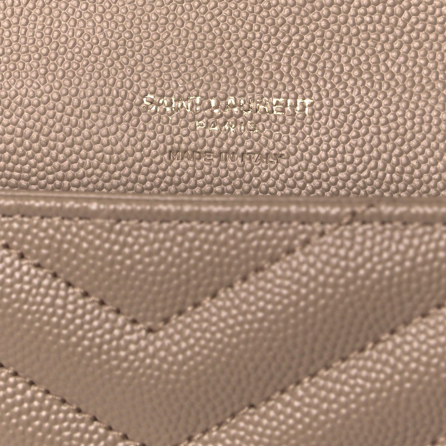 Saint Laurent Grain De Poudre Matelasse Chevron Monogram Envelope Clutch Dark Beige 5 of 6