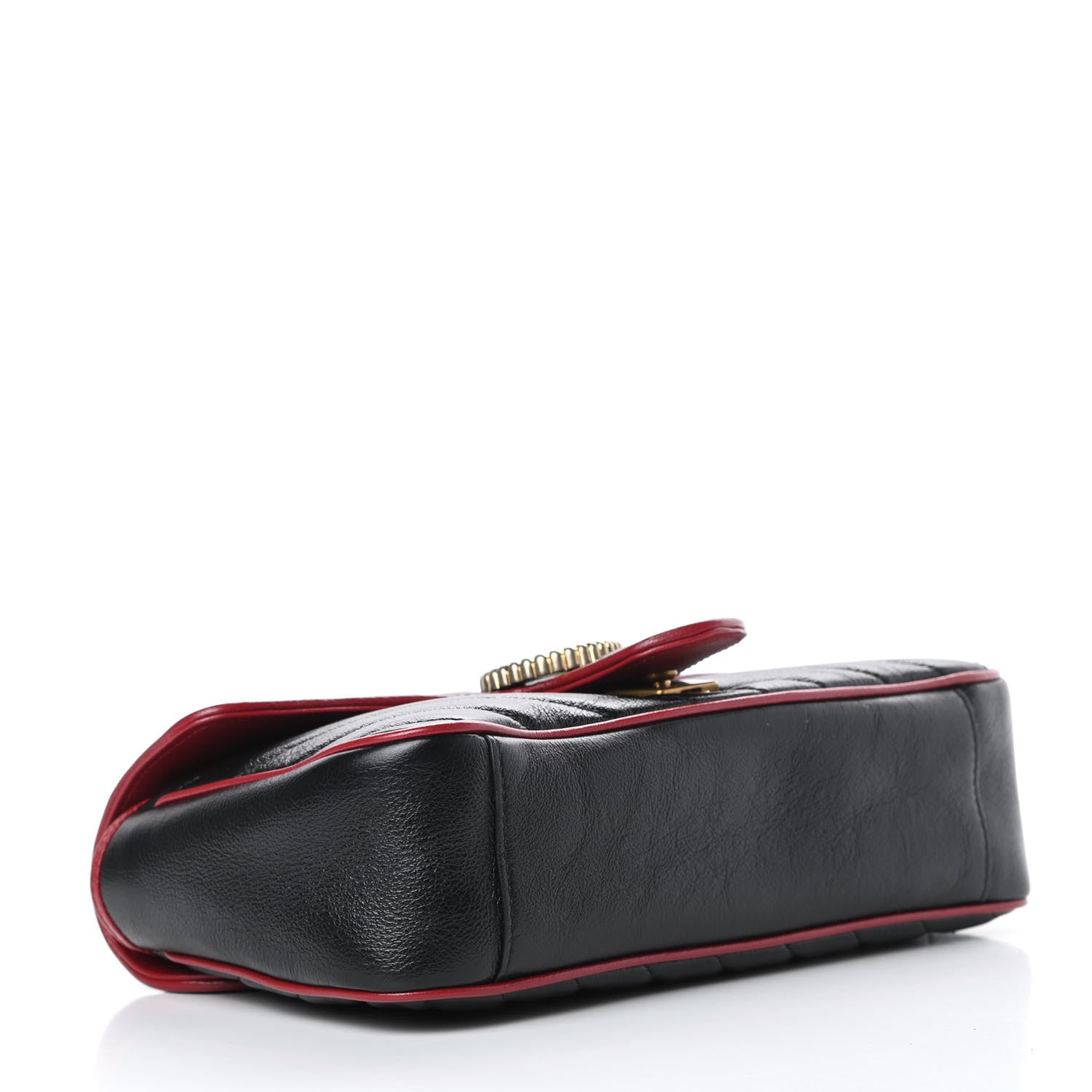 Gucci Vintage Effect Calfskin Matelasse Diagonal Small Torchon GG Marmont Shoulder Bag Black Romantic Cherry 4 of 10
