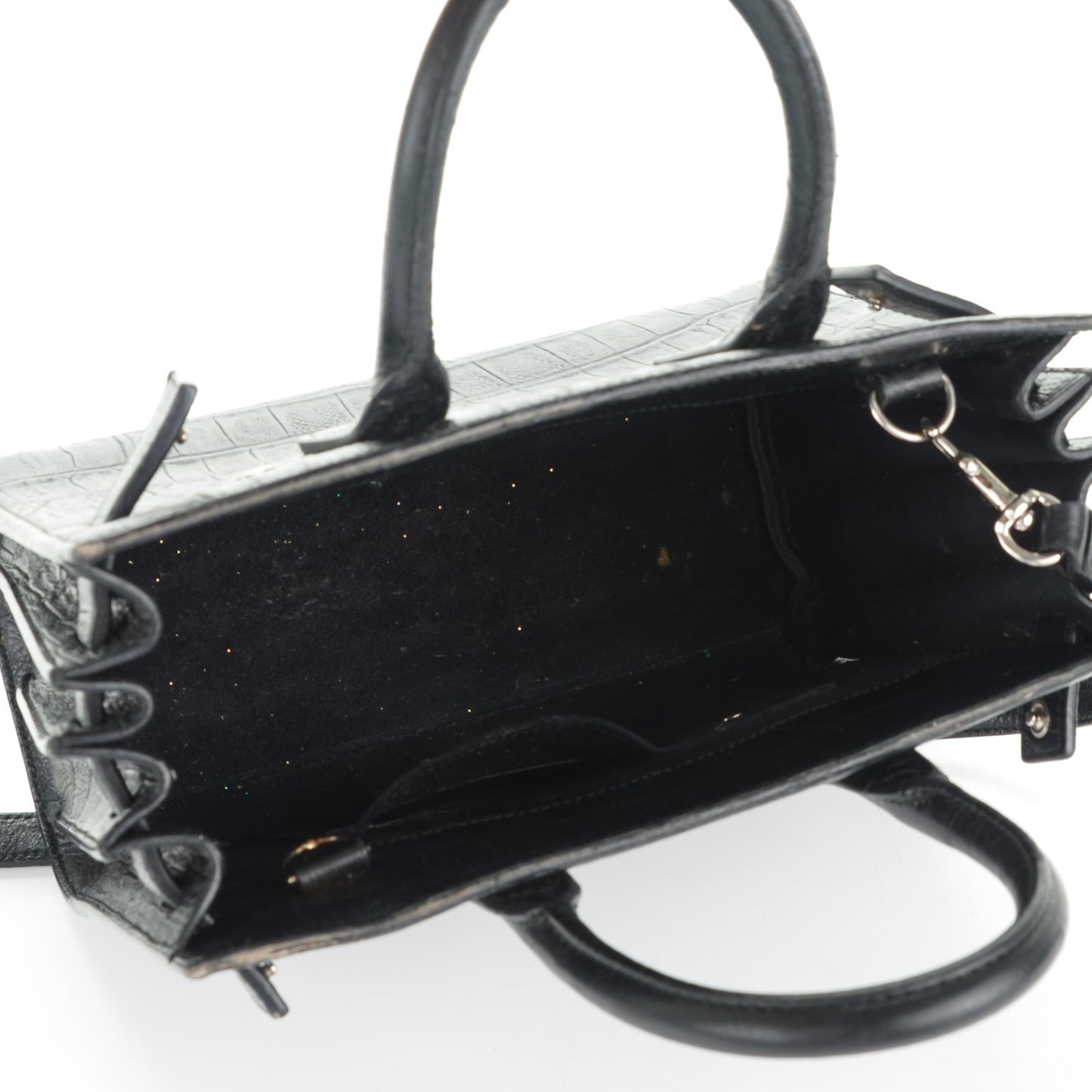 Calfskin Crocodile Embossed Nano Sac De Jour Black