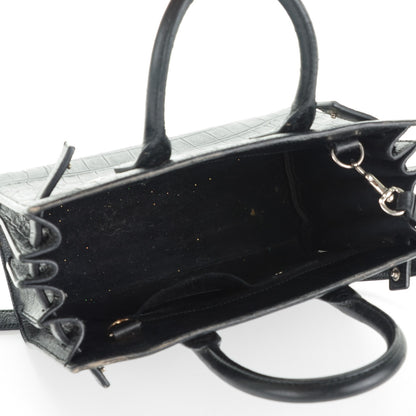 Saint Laurent Calfskin Crocodile Embossed Nano Sac De Jour Black 4 of 5