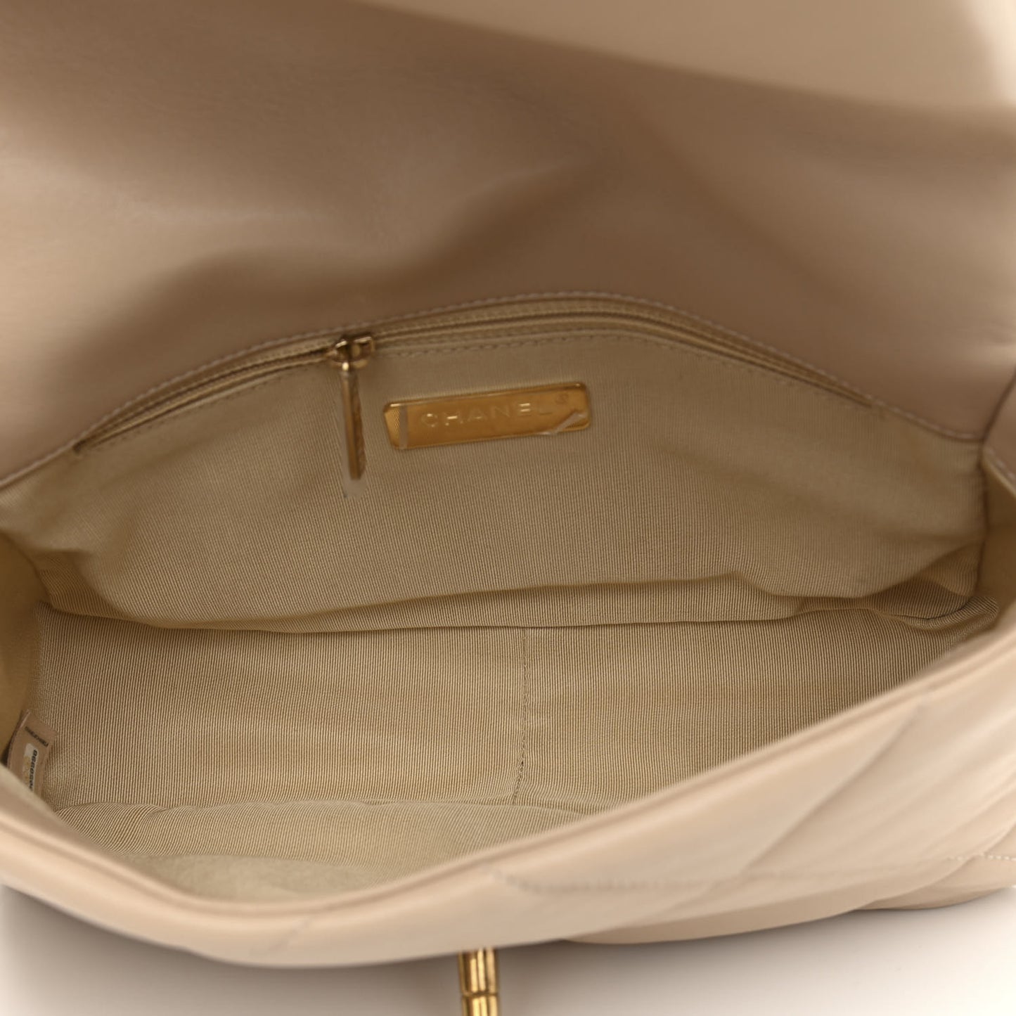 Lambskin Quilted Medium Chanel 19 Flap Beige