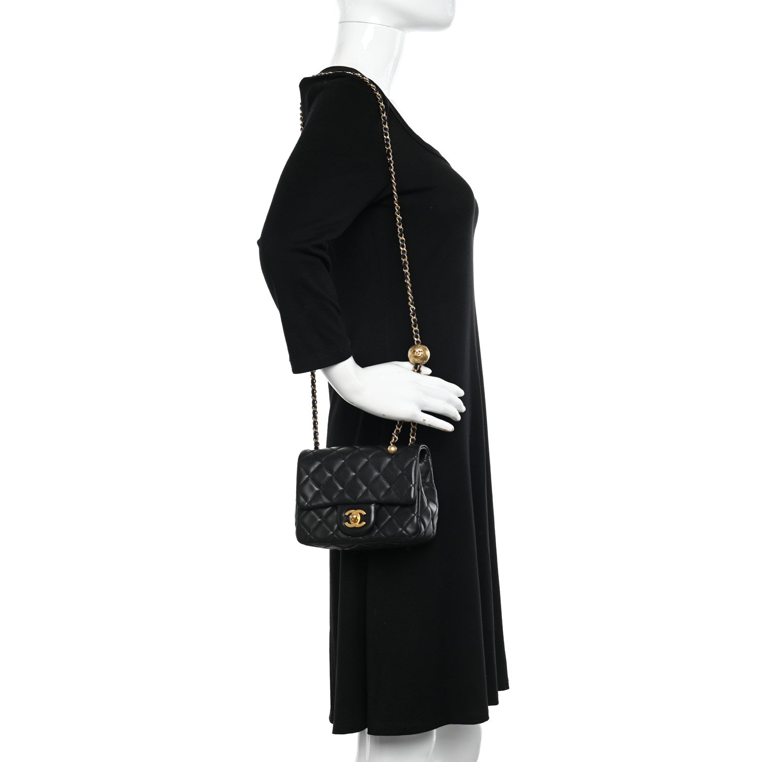 Chanel Lambskin Quilted Mini Pearl Crush Flap Black 2 of 12