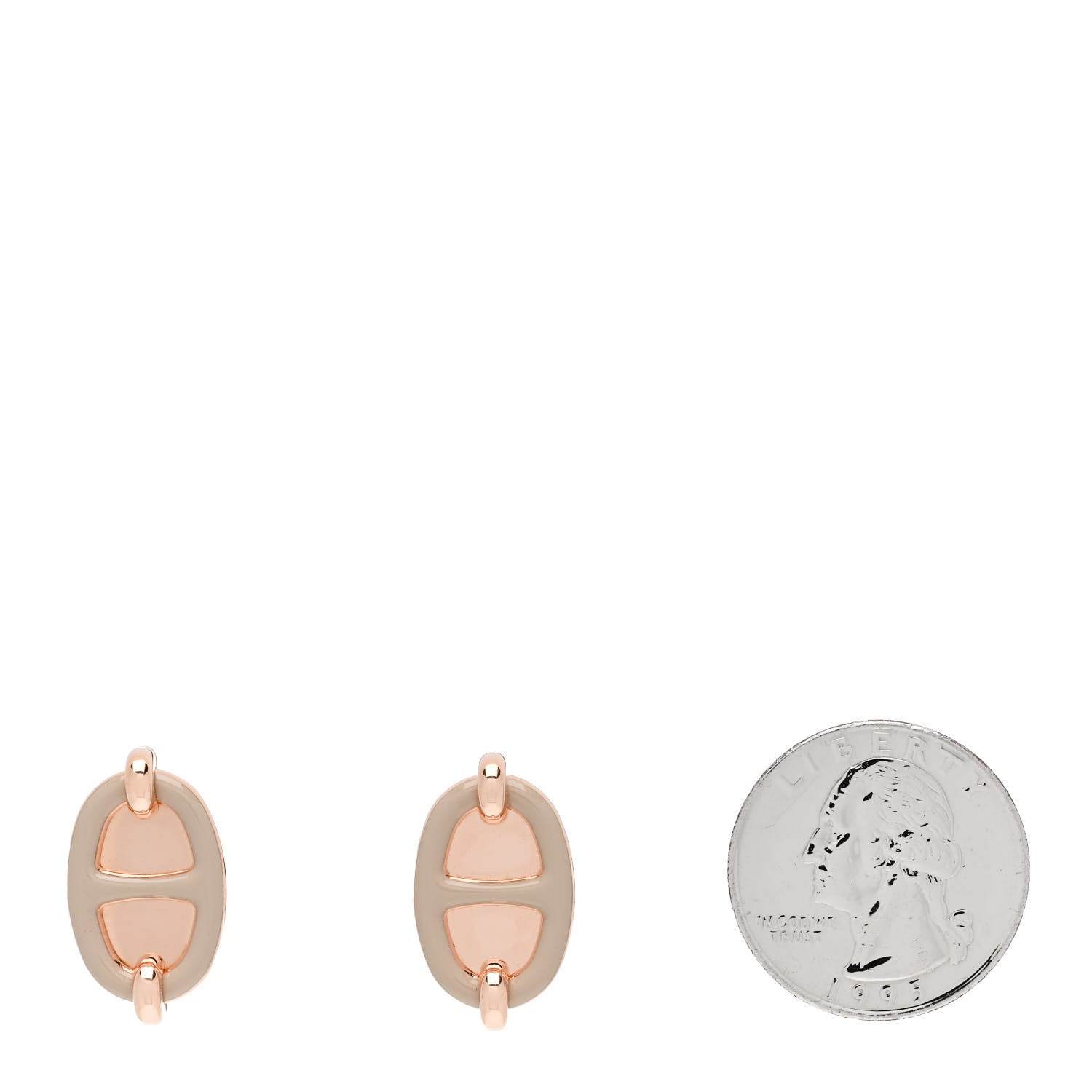 Hermes Enamel Mini Maillon Earrings Marron Glace 2 of 4