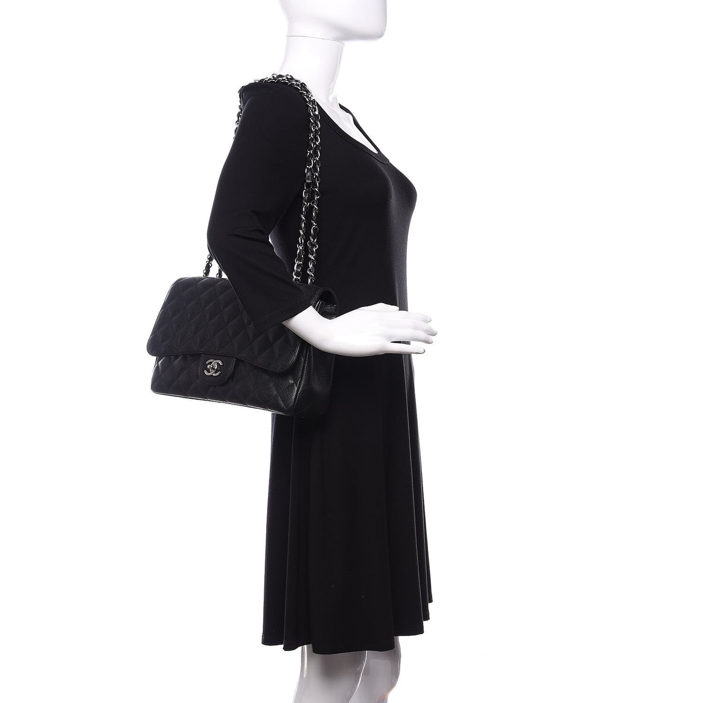 Caviar Quilted Jumbo Single Flap Black