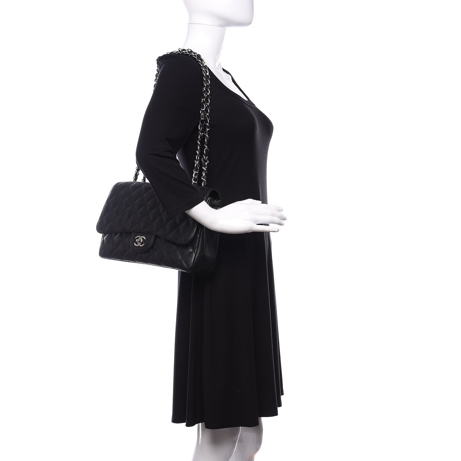 Chanel Caviar Quilted Jumbo Single Flap Black 2 of 10