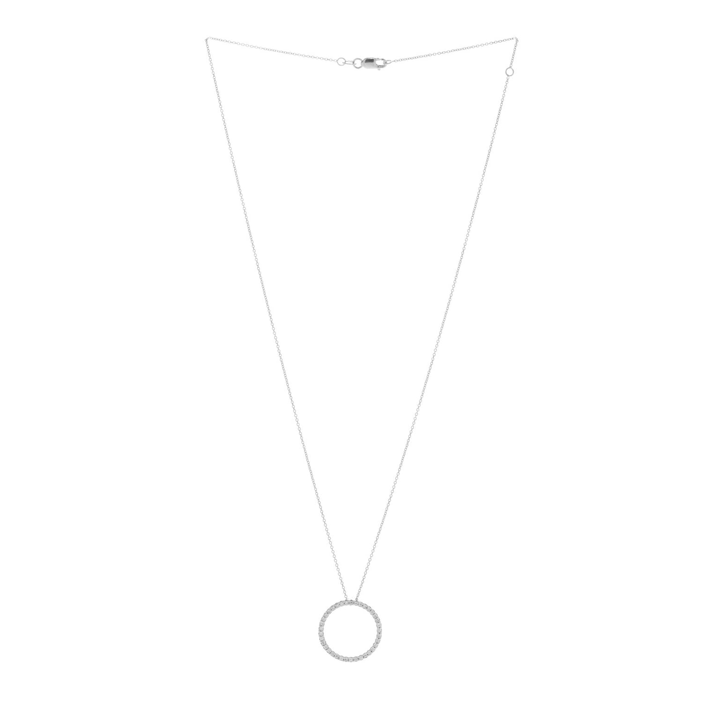 18K White Gold Diamond Medium Tiny Treasures Circle Pendant Necklace