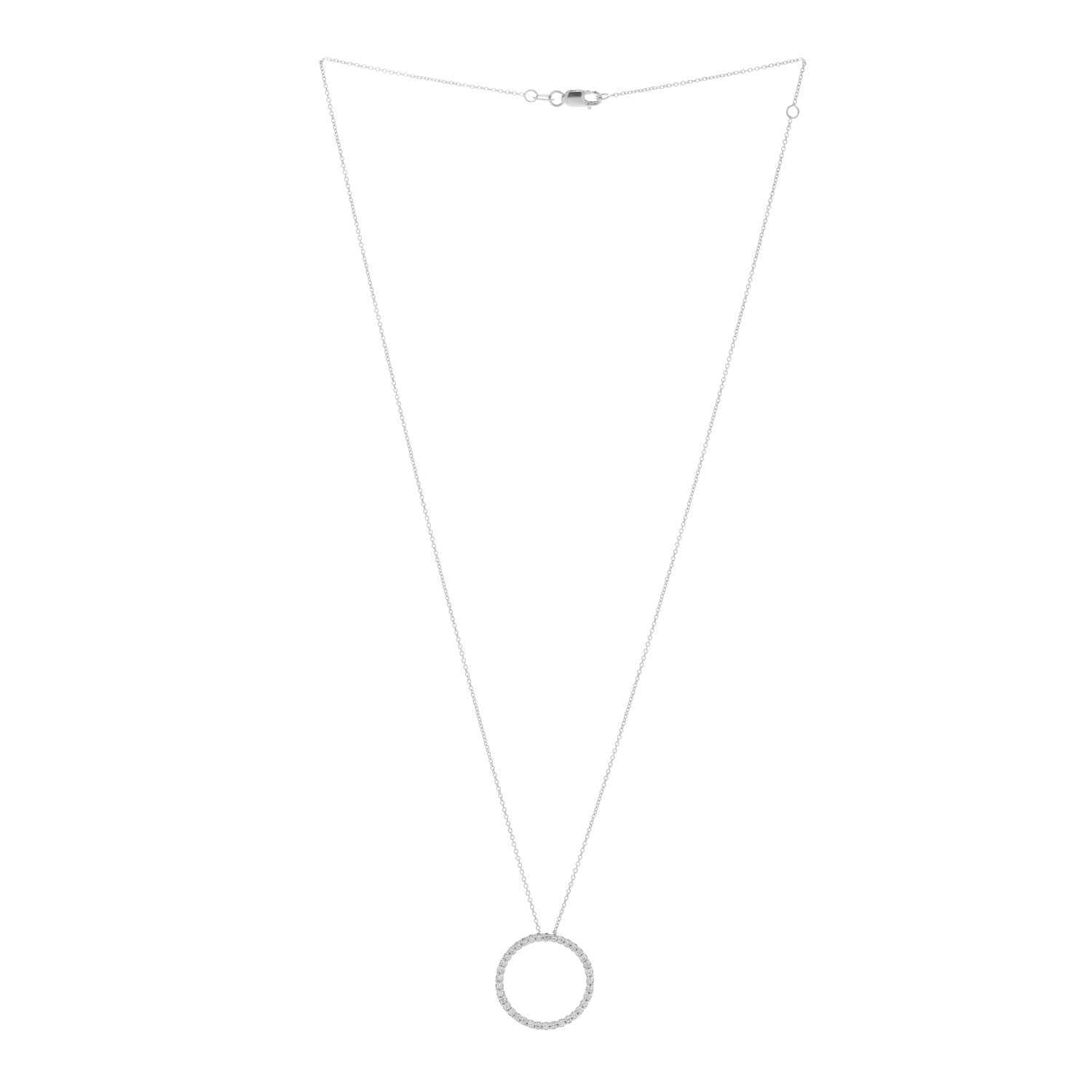 Roberto Coin 18K White Gold Diamond Medium Tiny Treasures Circle Pendant Necklace 3 of 5
