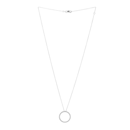 Roberto Coin 18K White Gold Diamond Medium Tiny Treasures Circle Pendant Necklace 3 of 5