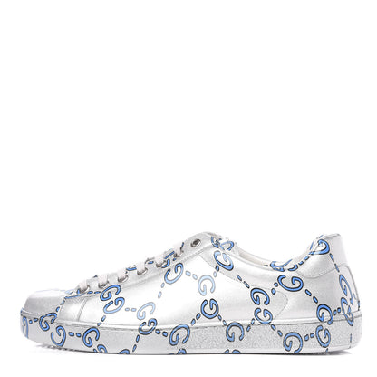 Gucci Miro Rubber Wax GucciGhost Print Mens New Ace Sneakers 7 Silver 1 of 10