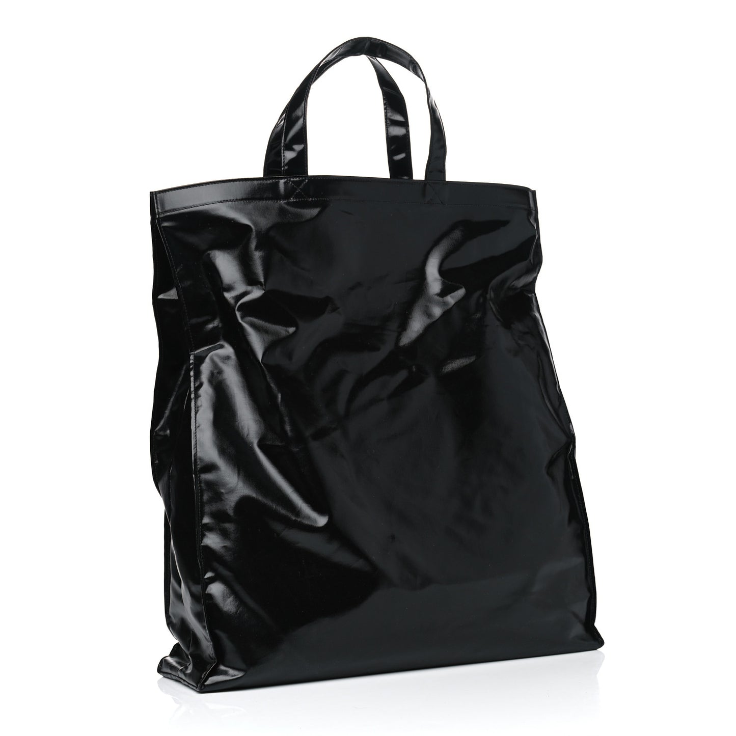 Patent Canvas Frame Logo Vertical Tote Black Crop