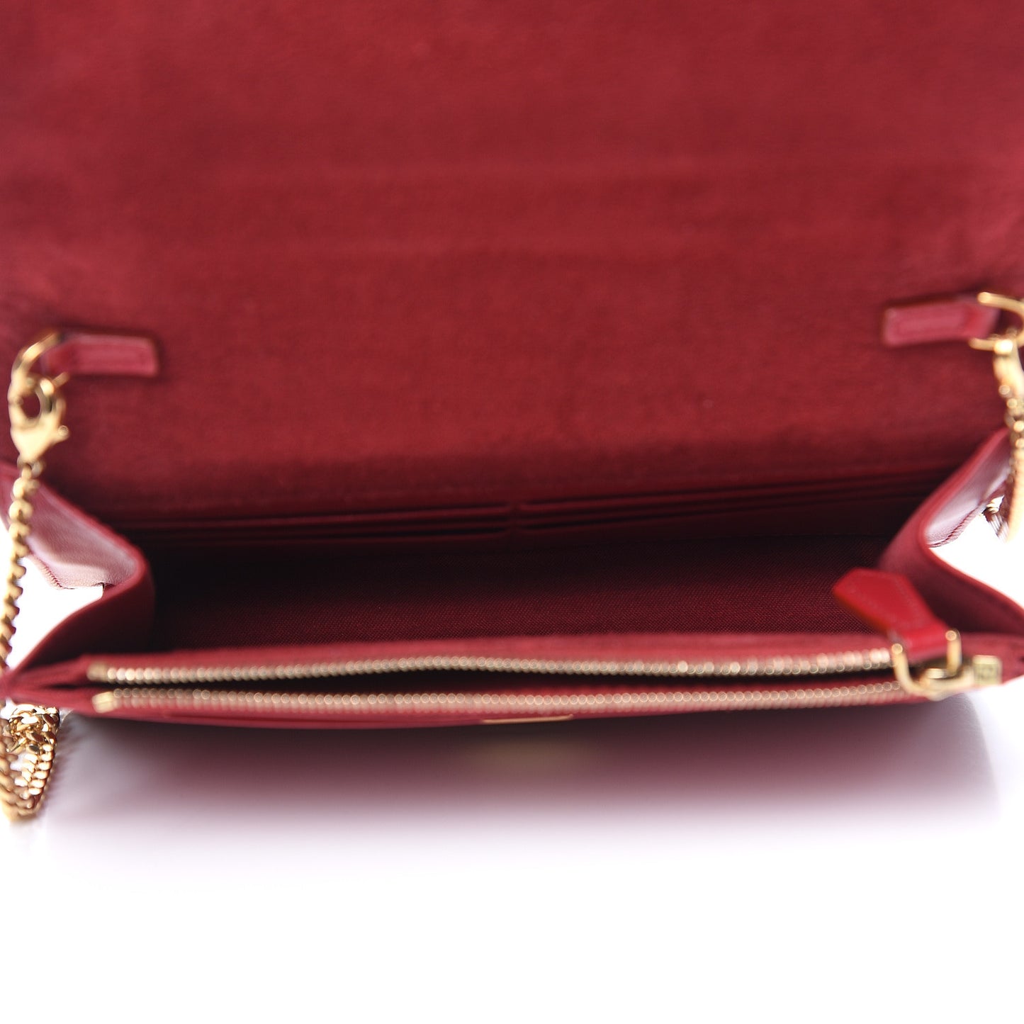 Vitello Century Eyebrow Monster Eyes Embossed Tube Wallet on Chain Fragola