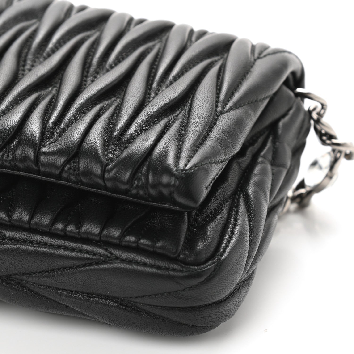 Miu Miu Nappa Matelasse Crystal Chain Crossbody Bag Black 9 of 9