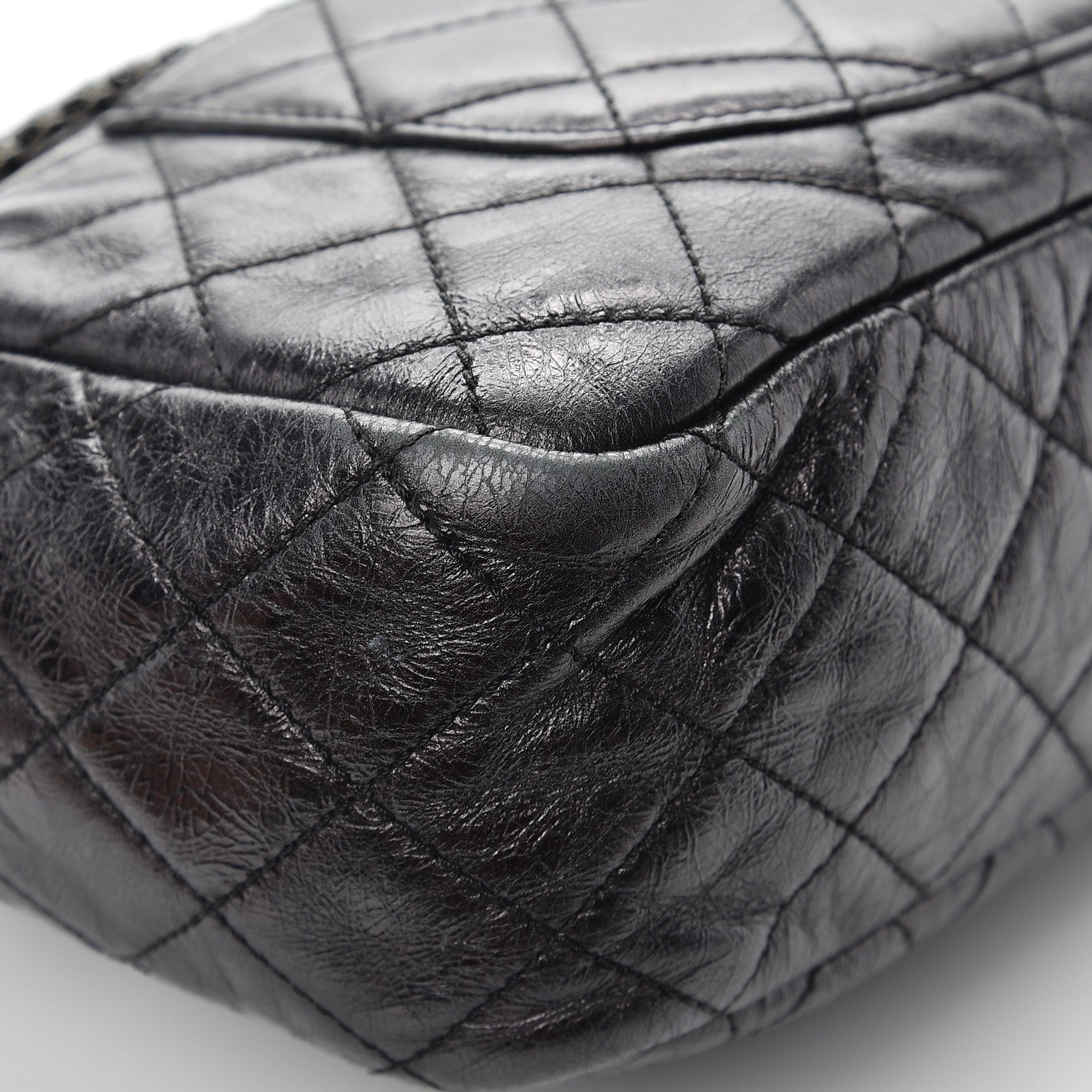 Chanel Metallic Aged Calfskin Quilted Medium Reissue Camera Case Black 12 of 12