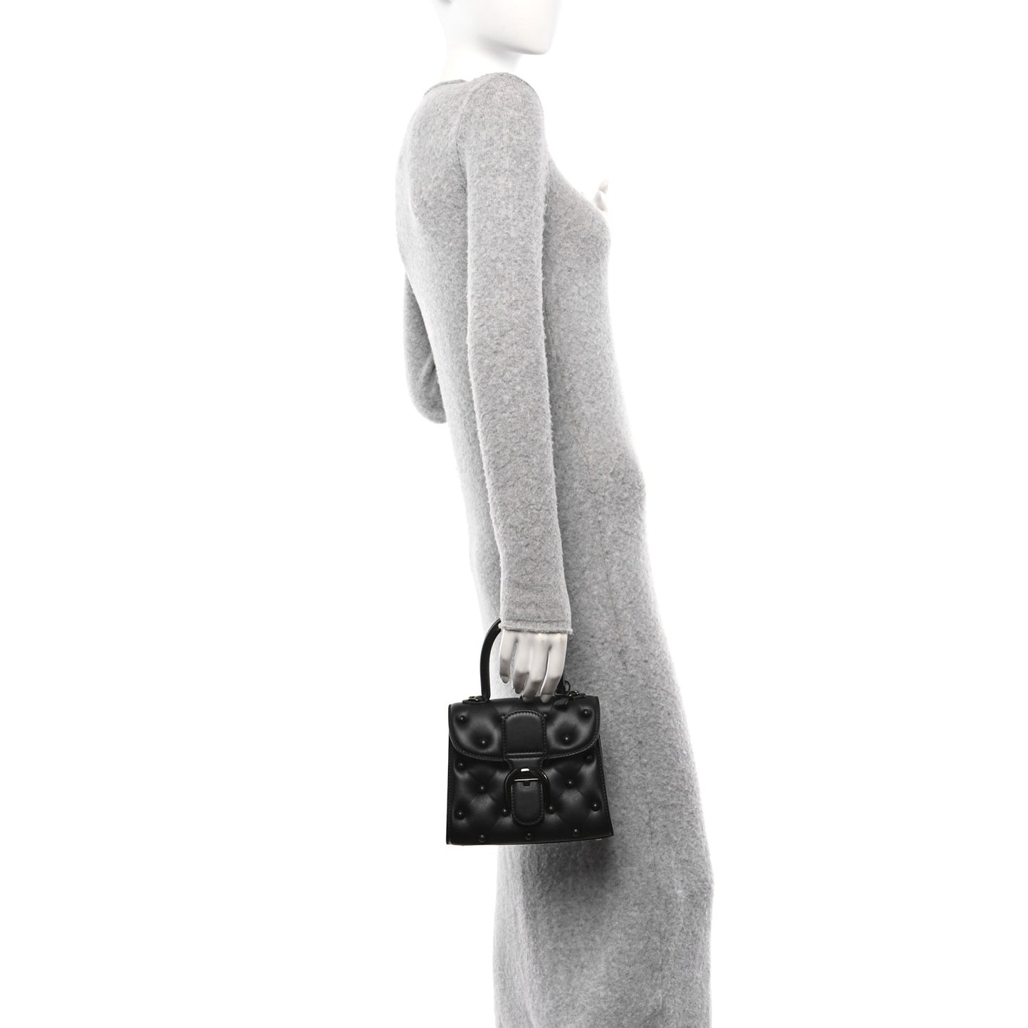 Grained Rodeo Calfskin Quilted Mini Brillant Satchel Black