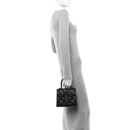 Delvaux Grained Rodeo Calfskin Quilted Mini Brillant Satchel Black 2 of 10