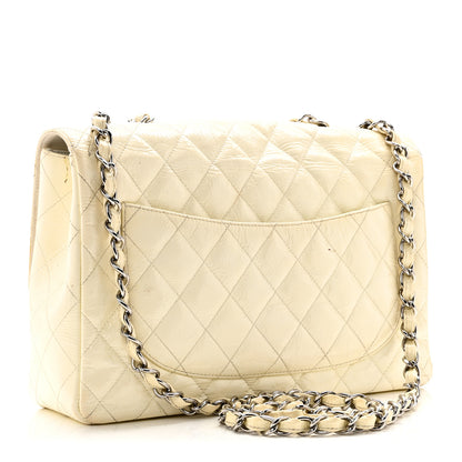 Chanel Distressed Patent Jumbo Single Flap White 3 of 14