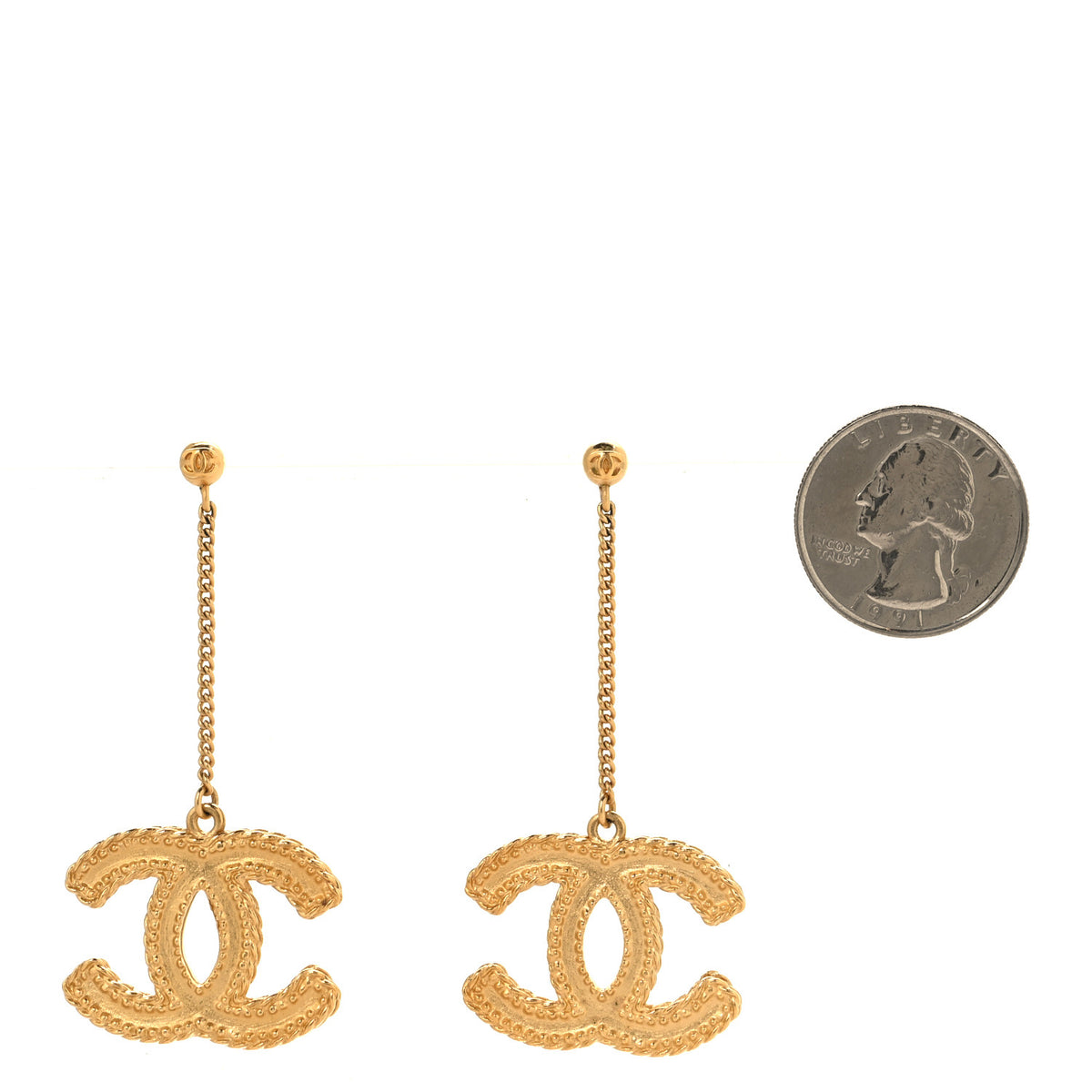 CC Drop Earrings Matte Gold