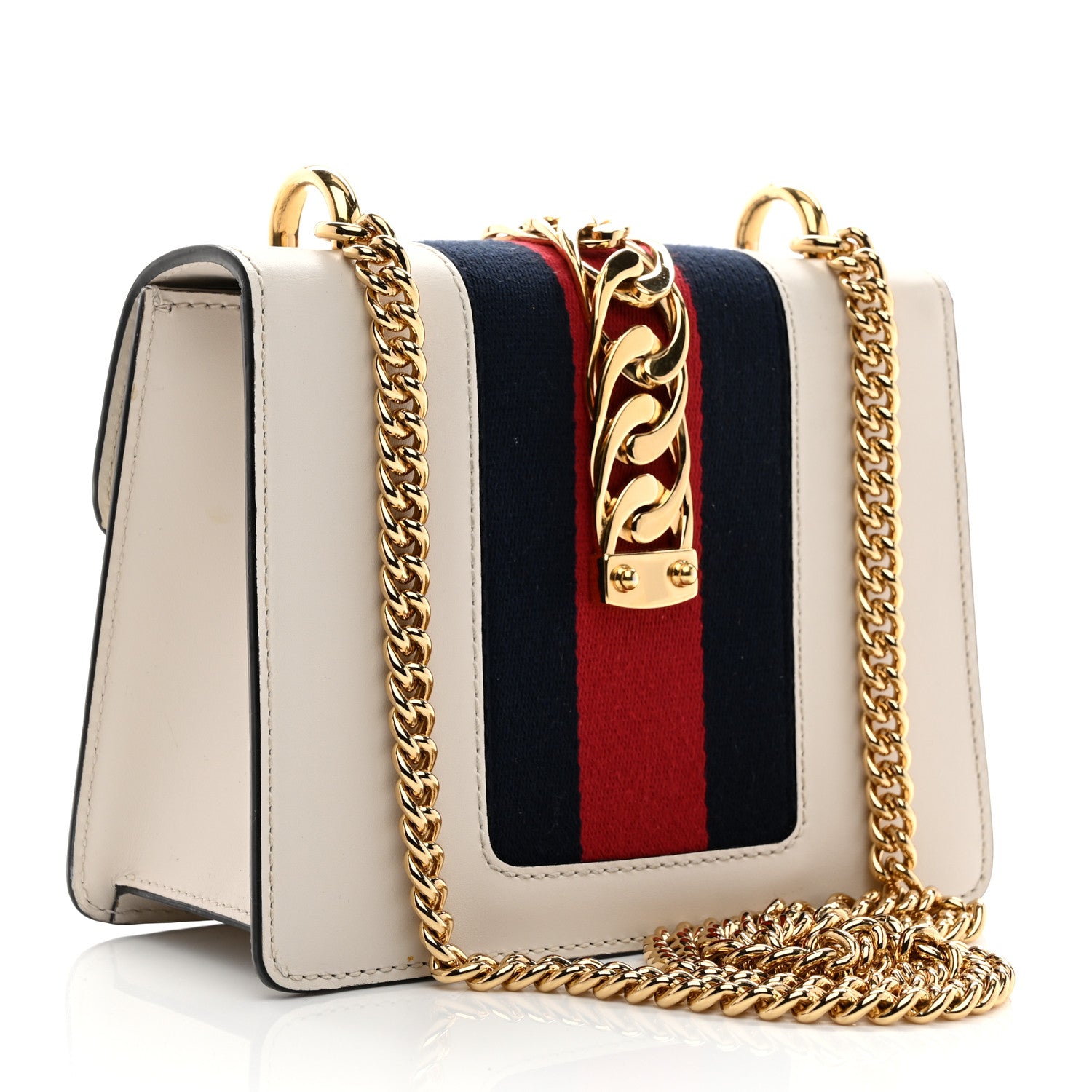 Gucci Calfskin Mini Sylvie Chain Shoulder Bag White 3 of 11