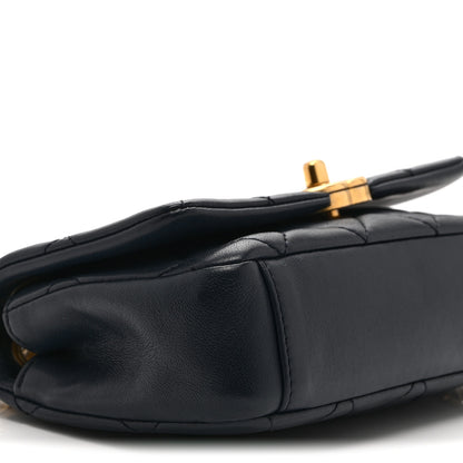 Chanel Shiny Lambskin Small Chain Is More Flap Navy Blue 9 of 10
