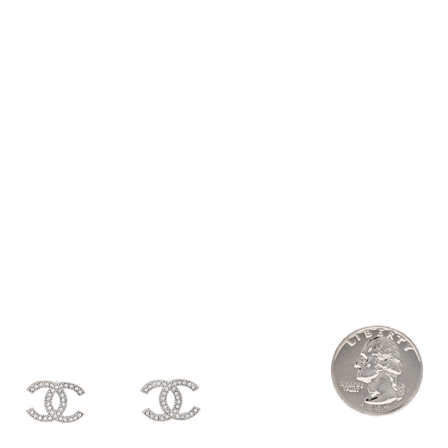 Chanel Crystal Mini CC Earrings Silver 2 of 3