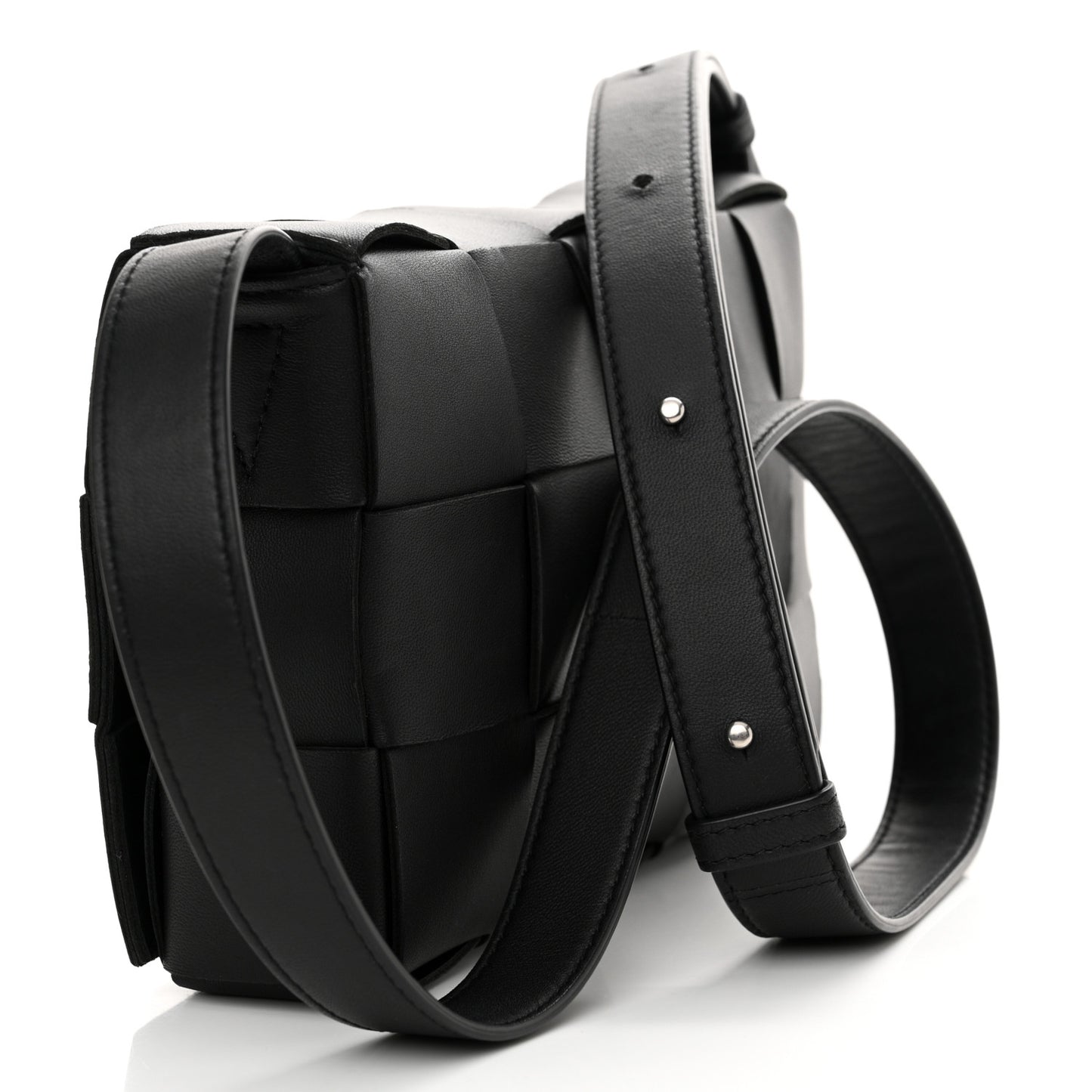 Lambskin Maxi Intrecciato Cassette Crossbody Bag Black