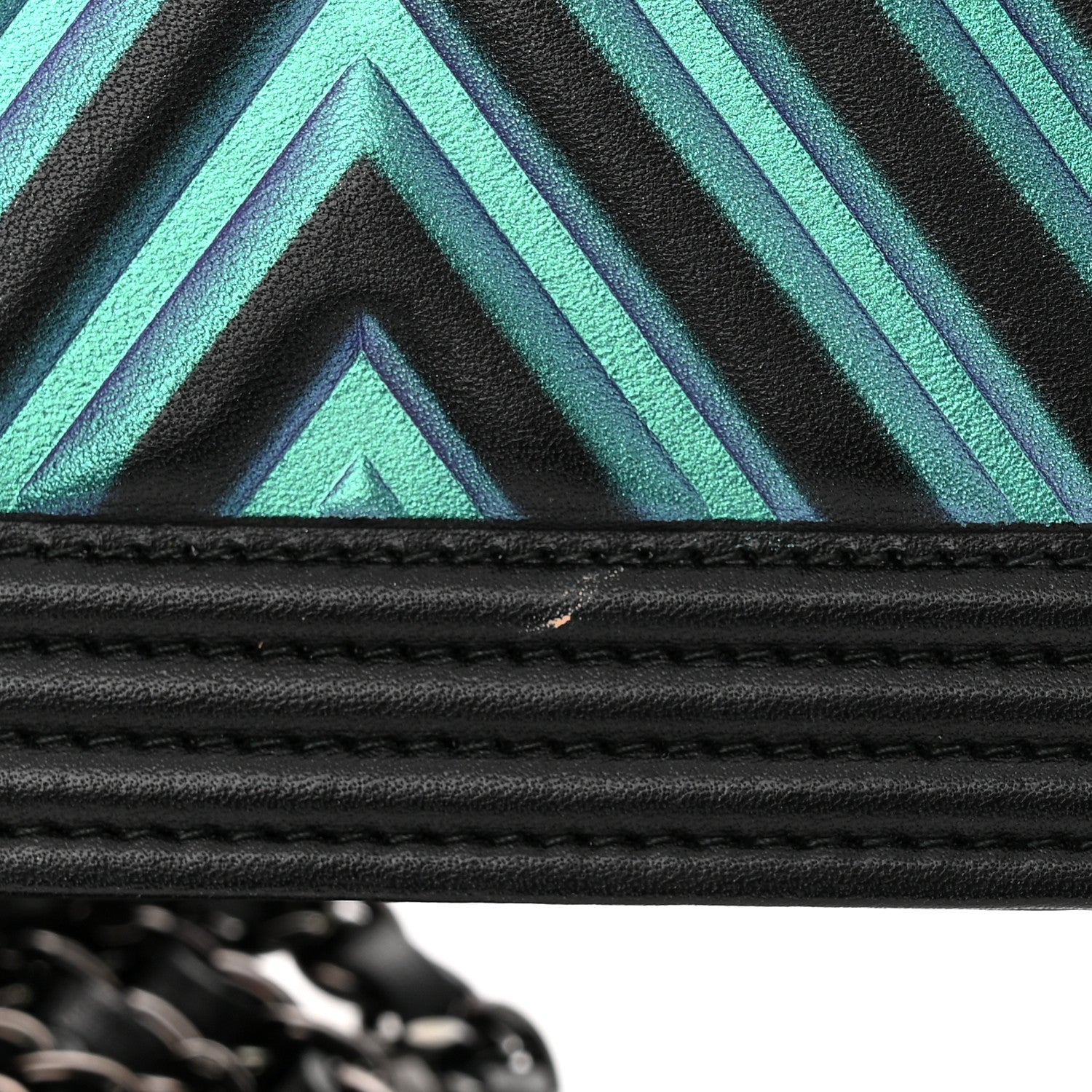 Chanel Calfskin Painted Chevron Embossed Boy Wallet On Chain WOC Black 14 of 15