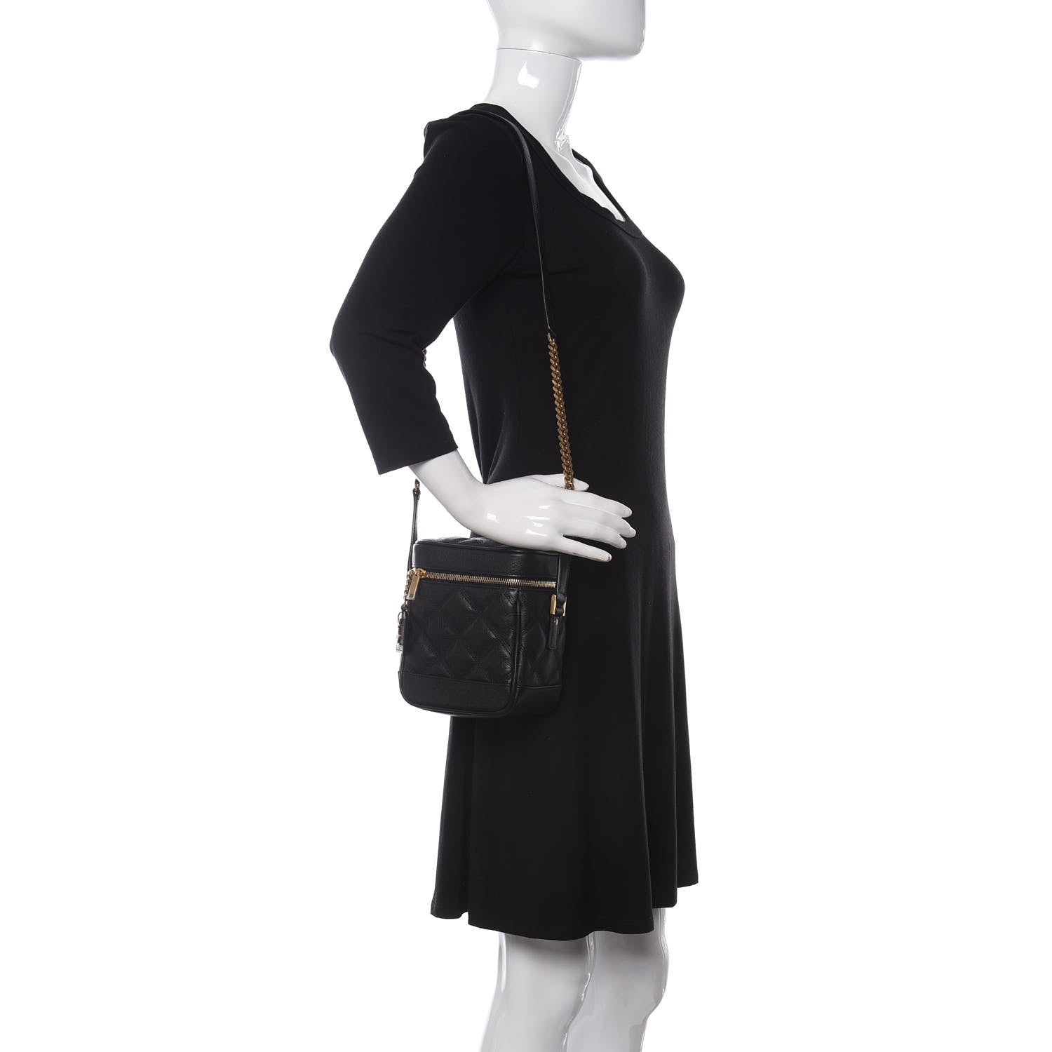 Saint Laurent Grain de Poudre Quilted 80's Vanity Bag Black 2 of 9
