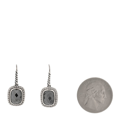 David Yurman Sterling Silver Diamond Hematite Noblesse Drop Earrings 2 of 4