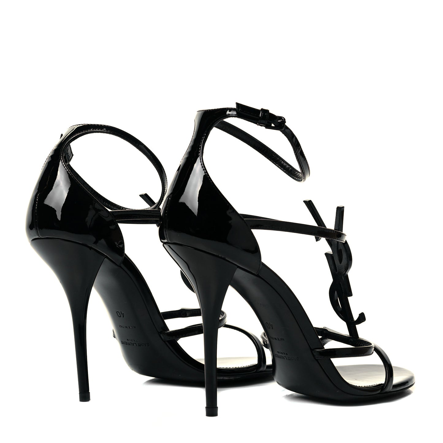 Patent Calfskin Cassandra 100 Sandals 40 Black