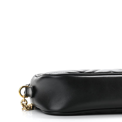 Gucci Calfskin Matelasse Small GG Marmont Chain Shoulder Bag Black 10 of 11