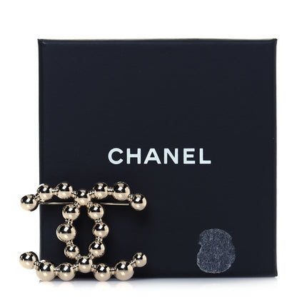 Chanel Metal Beaded CC Brooch Gold 6 of 6