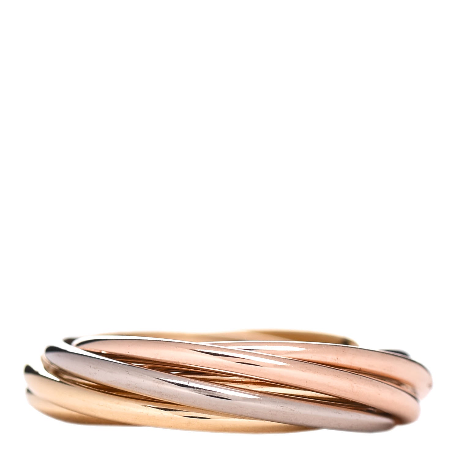 Cartier 18K Pink Yellow White Gold 7 Band Trinity Ring 48 4.5 3 of 4