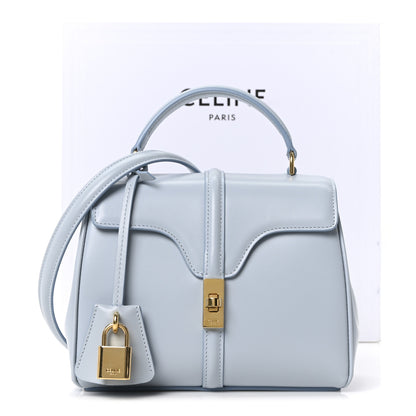 Celine Satinated Calfskin Mini 16 Top Handle Bag Pale Blue 13 of 13