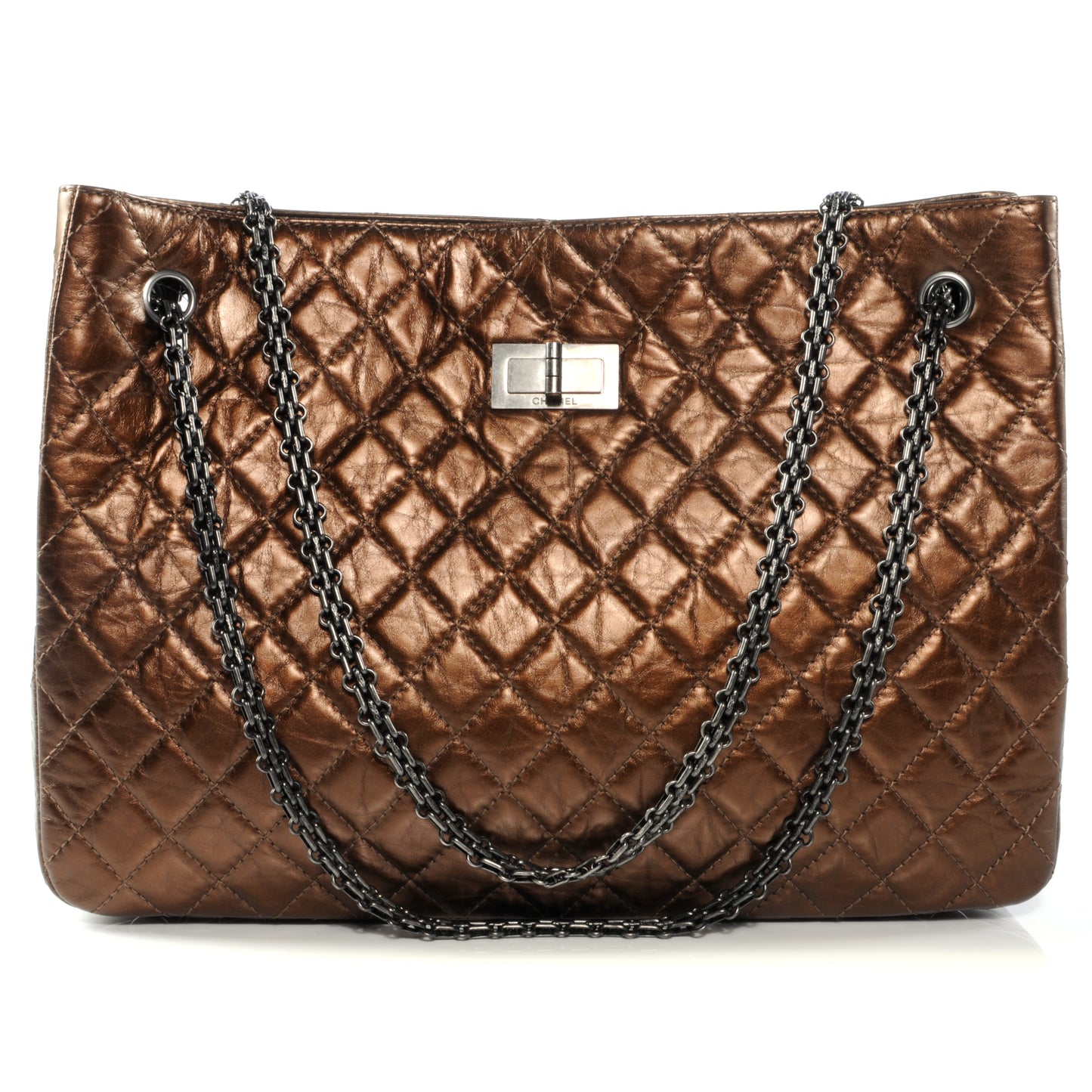 Aged Calfskin Reissue 2.55 Tote Bronze