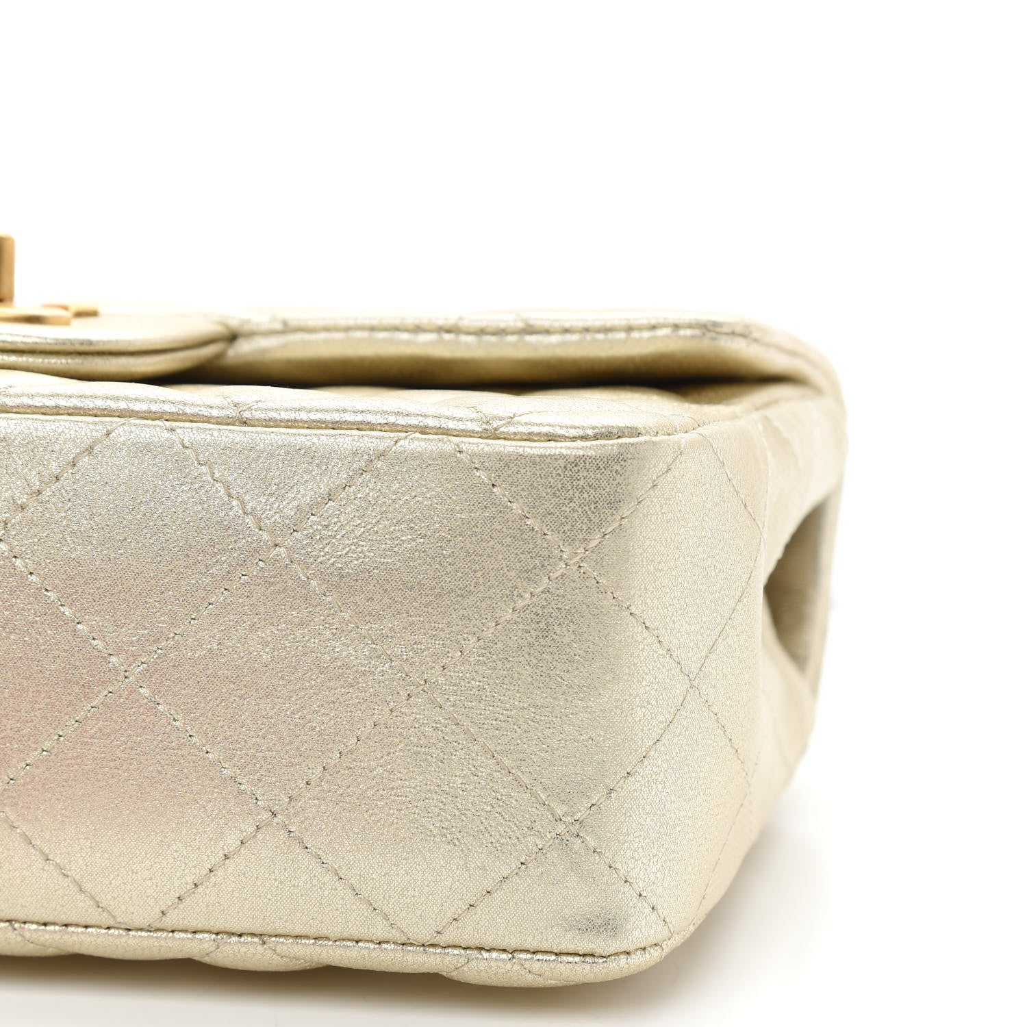 Chanel Metallic Lambskin Quilted Mini Rectangular Flap Gold 5 of 8