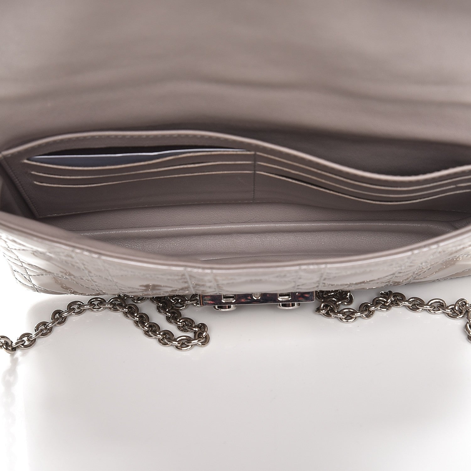 Christian Dior Patent Cannage New Lock Pouch Grey 5 of 6