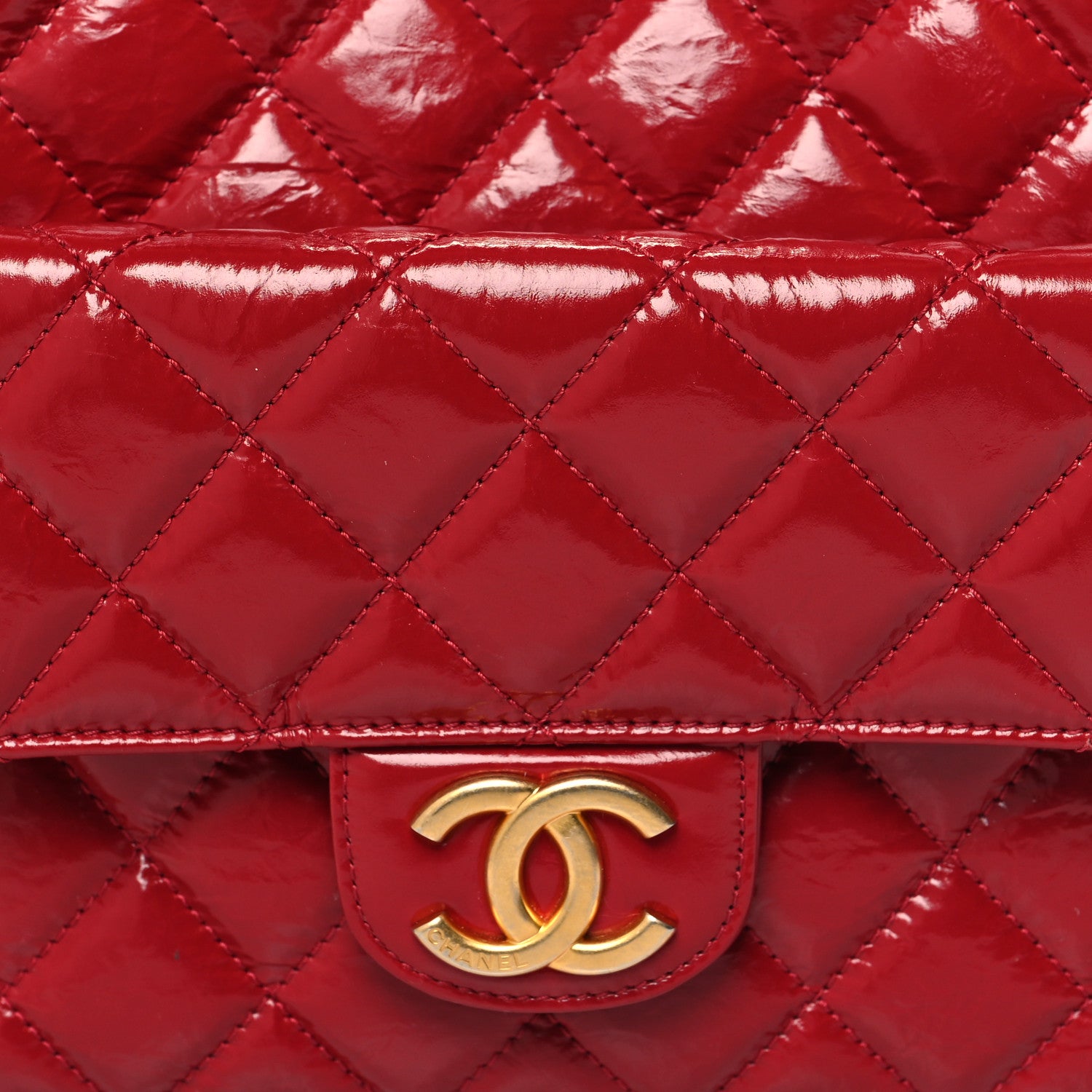 Chanel Shiny Crumpled Calfskin Quilted Wavy CC Hobo Red 8 of 11